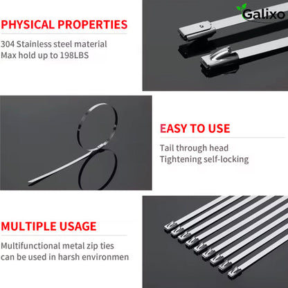 500 Pcs Heavy Duty 304 Stainless Steel Zip