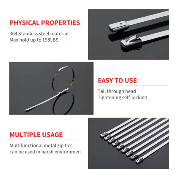 500 Pcs Heavy Duty 304 Stainless Steel Zip