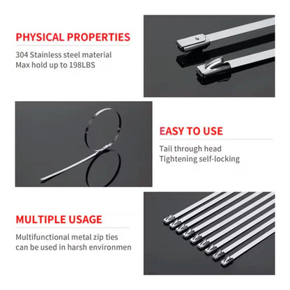 500 Pcs Heavy Duty 304 Stainless Steel Zip
