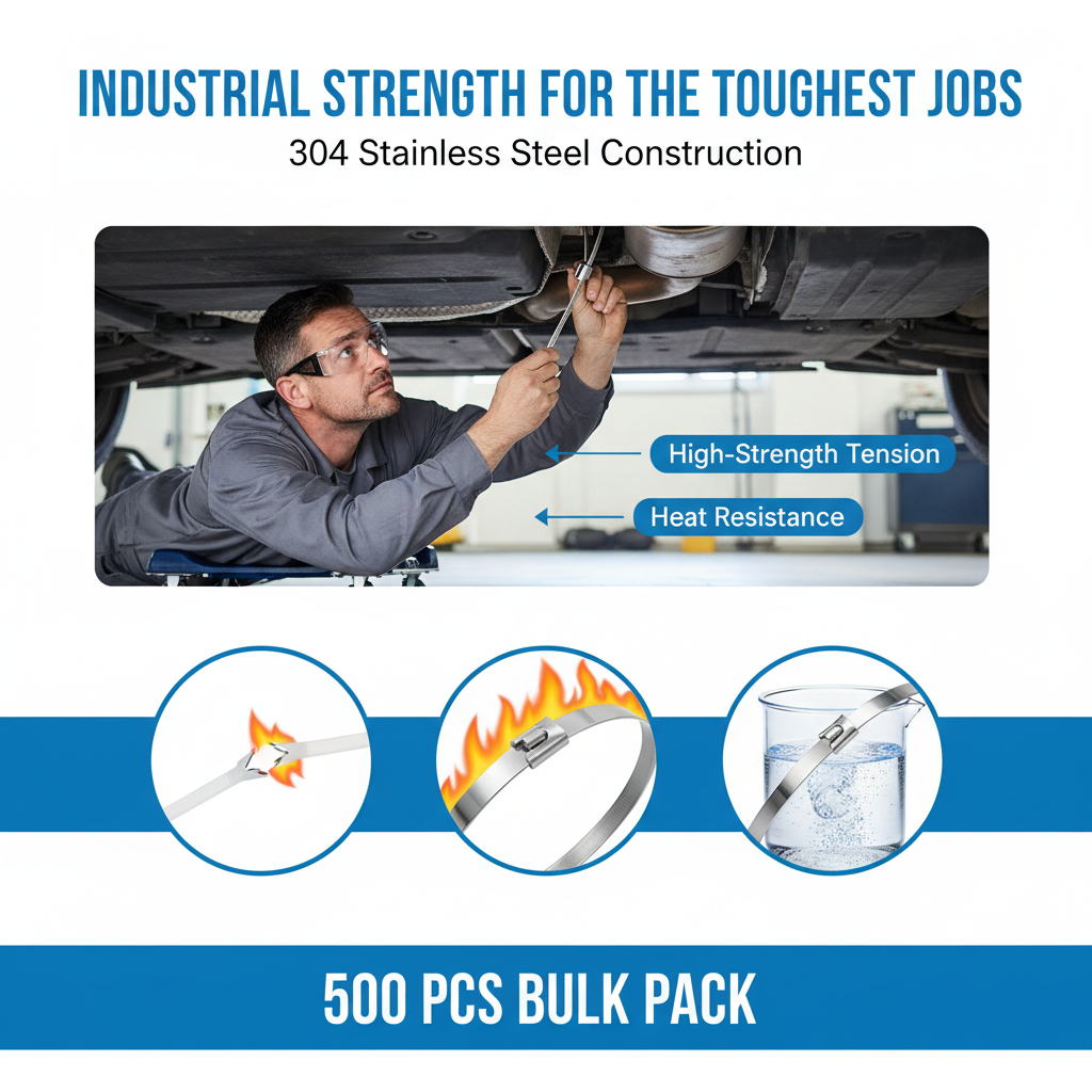 500 Pcs Heavy Duty 304 Stainless Steel Zip