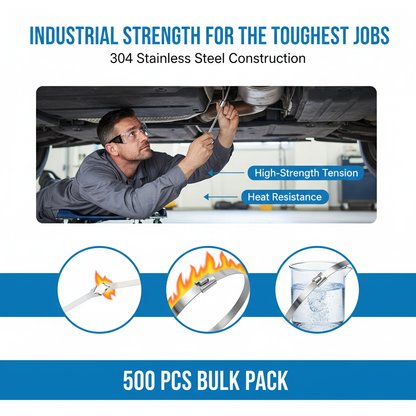 500 Pcs Heavy Duty 304 Stainless Steel Zip