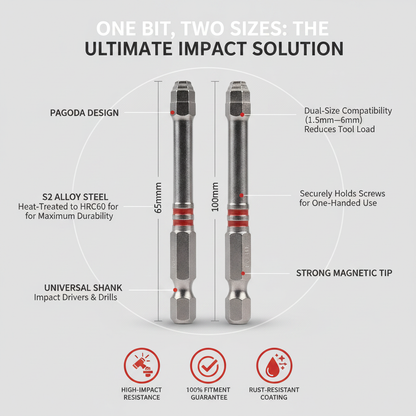 All-in-One Pagoda Hex Screwdriver Bit Set (6PCS) - Universal Magnetic Impact Bits