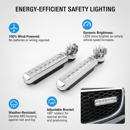 2 PCS Wind-Powered LED Car Lights
